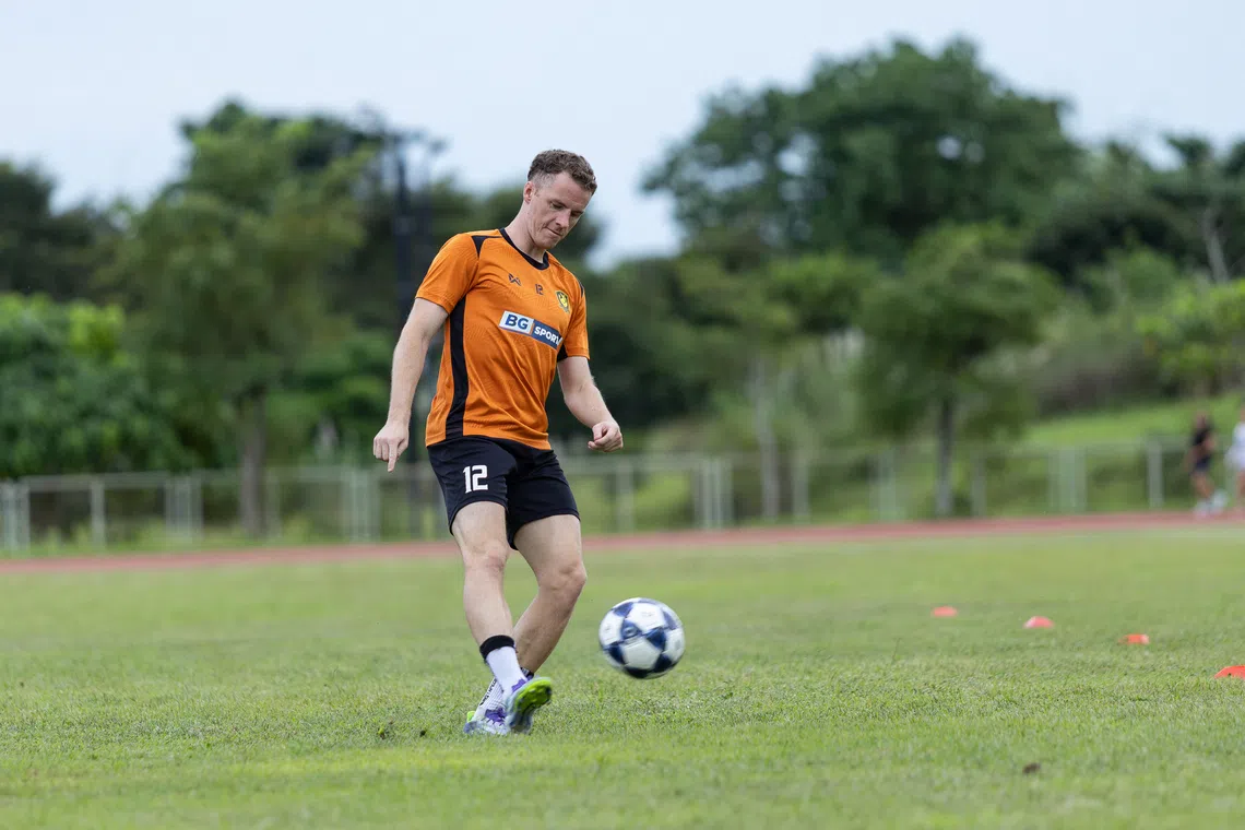 Trent Buhagiar in training in Capas, Tarlac, Philippines ahead of BG Tampines' Asian Champions League 2 clash with Kaya FC.