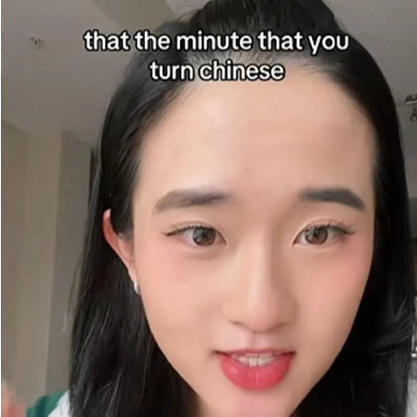 Sherry Xu (left) is credited with launching the "becoming Chinese" trend. Non-Chinese TikTokers (right) were enthusiastic about coaching viewers on Chinese New Year superstitions. 