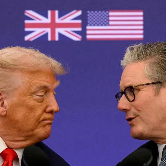 US President Donald Trump and British Prime Minister Keir Starmer during a press conference at the conclusion of a state visit on Sept 18, 2025 in Aylesbury, Britain.