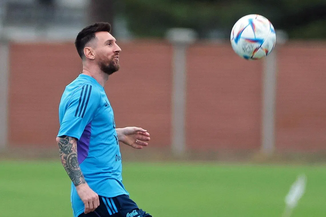 Argentina's Lionel Messi during a training session in Ezeiza, Argentina on Tuesday. 