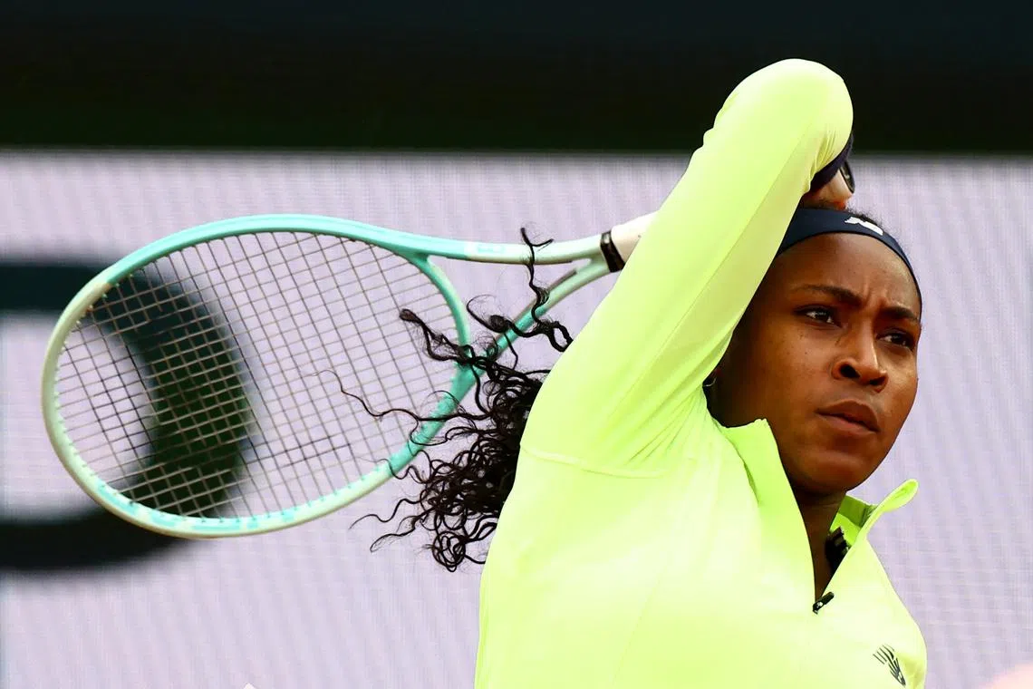 Tennis - French Open - Roland Garros, Paris, France - May 27, 2024 Coco Gauff of the U.S. in action during her first round match against Russia's Julia Avdeeva REUTERS/Lisi Niesner
