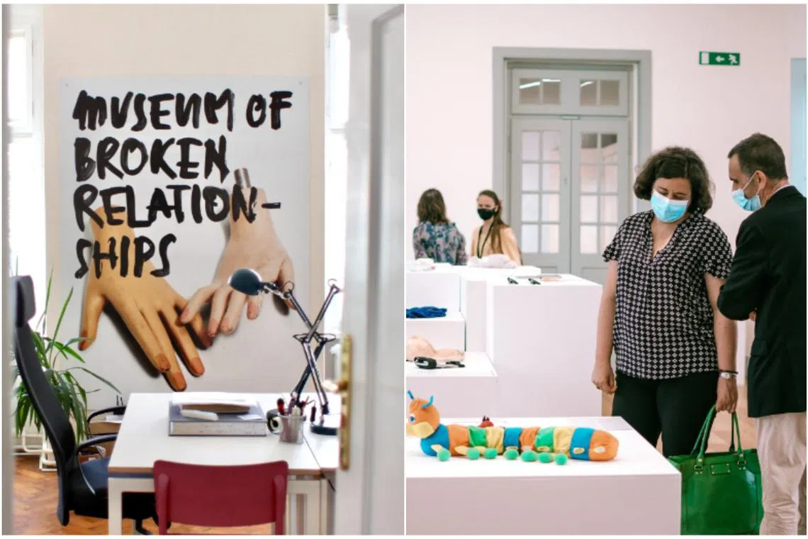 The Museum of Broken Relationships displays objects sourced from heartbroken lovers worldwide alongside text telling each item’s story. 