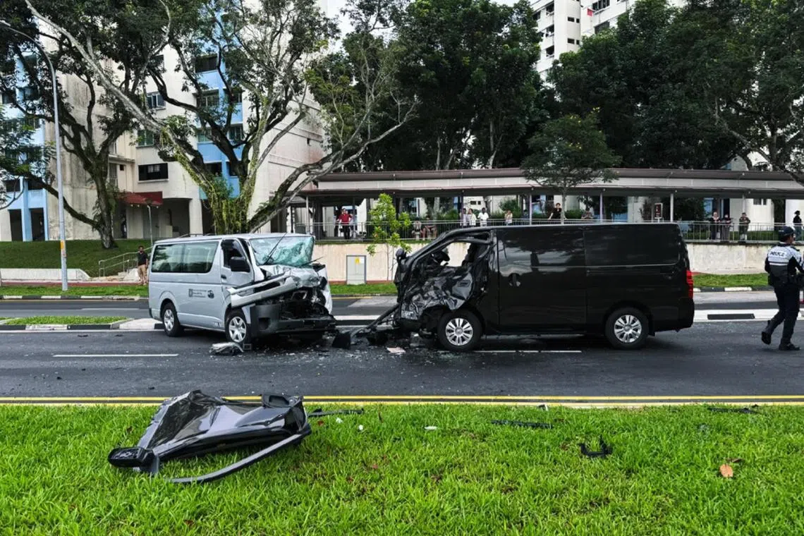 A 64-year-old man had to be freed from a van using hydraulic rescue equipment after two vans and a minibus collided in Hougang on July 9.