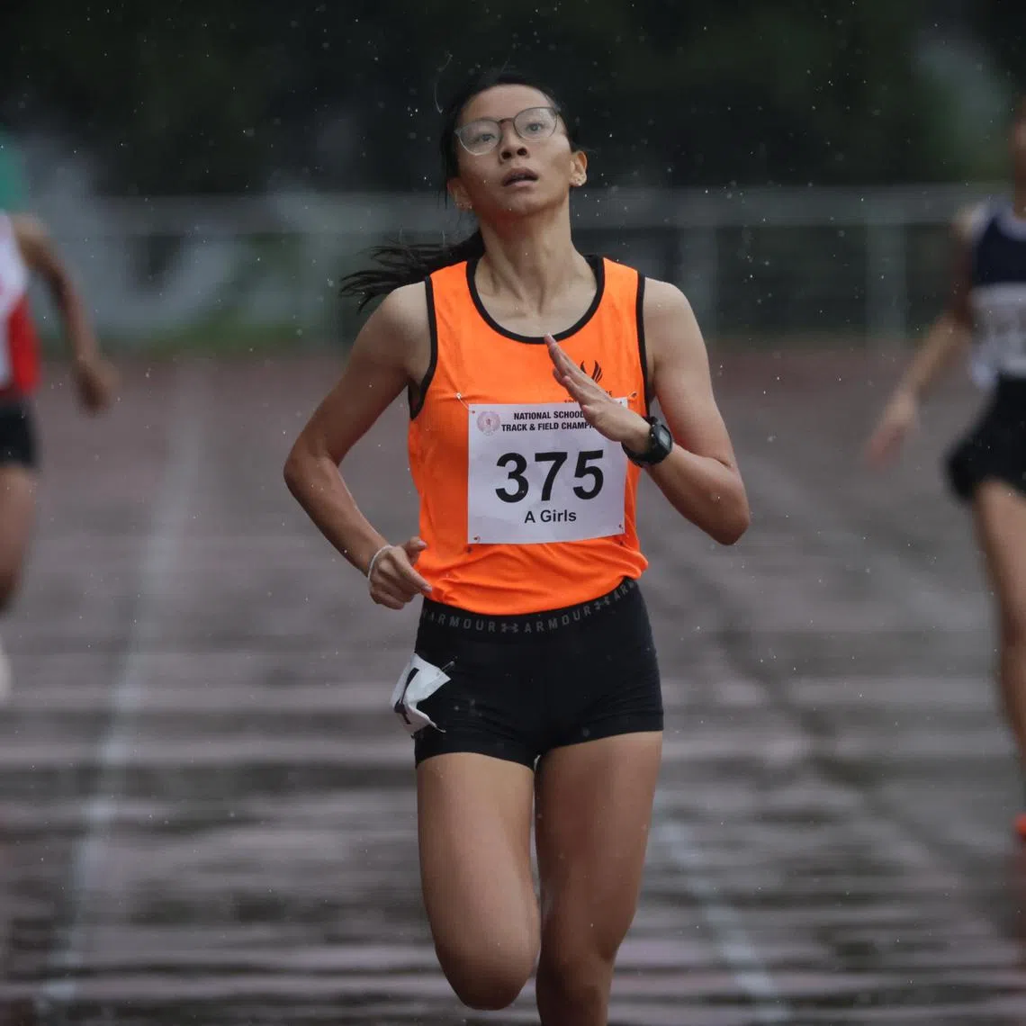 Audrey Koh competing in A Girls 400 metres at the National School Games Track & Field Championships 2024 in the Choa Chu Kang stadium, on April 12, 2024.