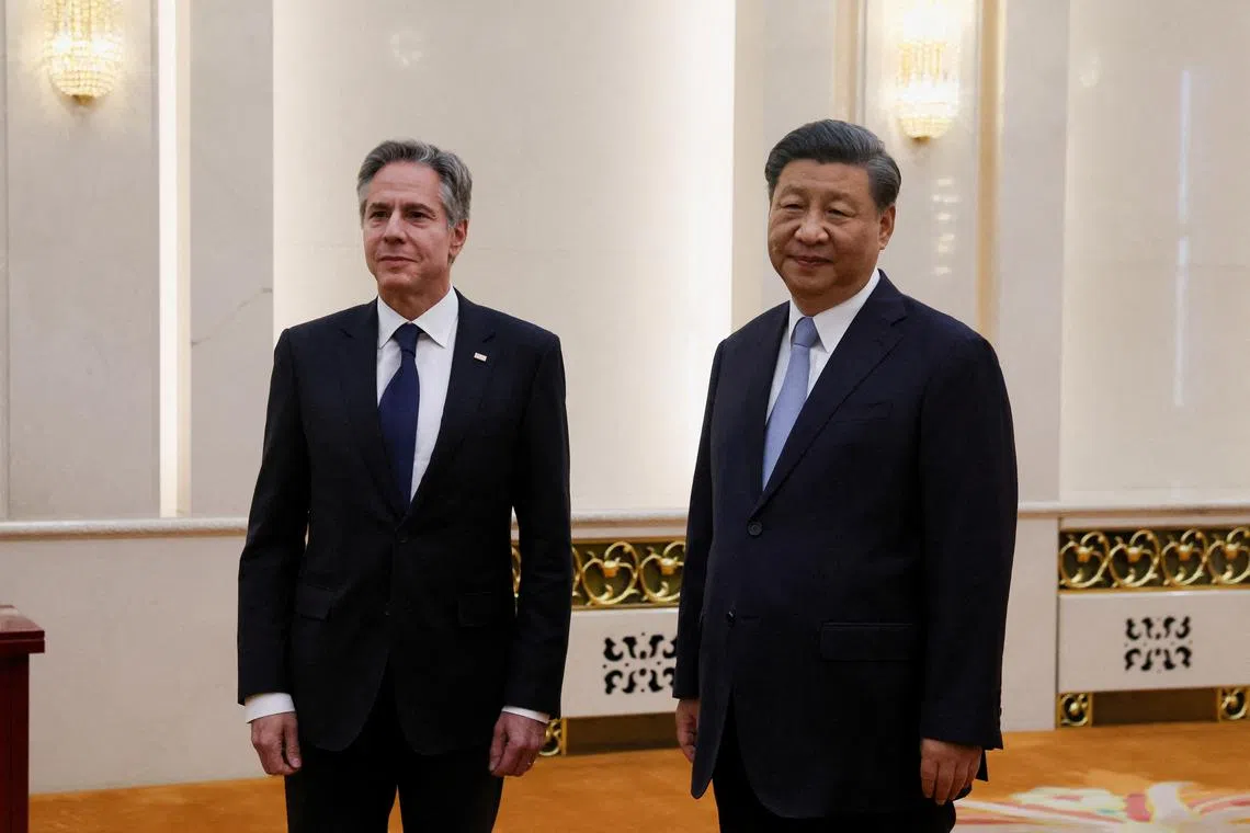 US Secretary of State Antony Blinken meets with Chinese President Xi Jinping in Beijing, China, on June 19, 2023.