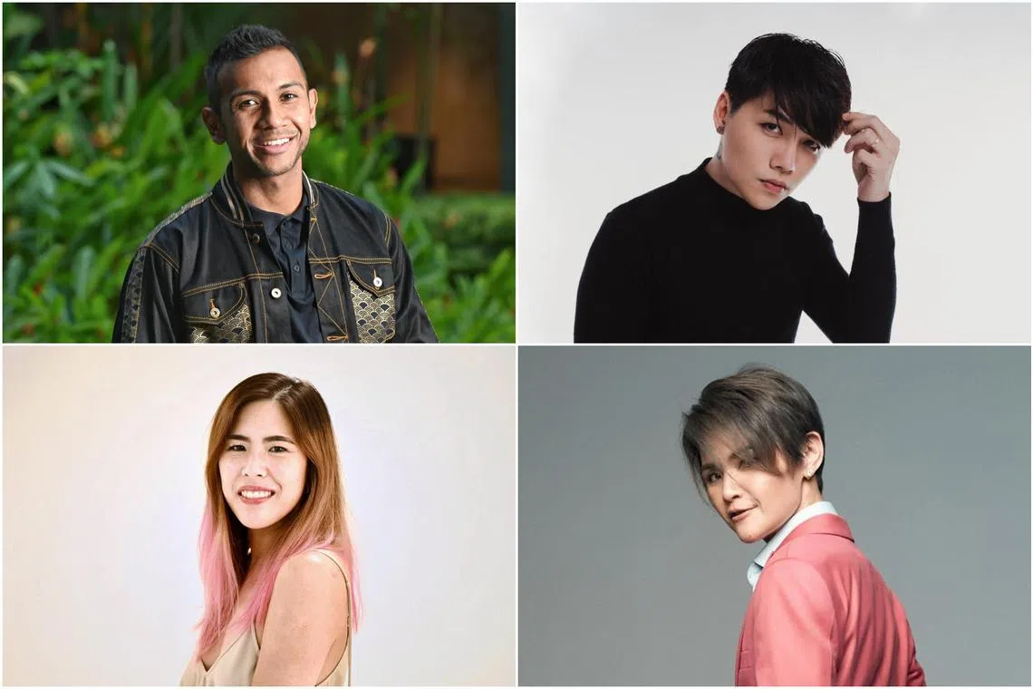 (Clockwise from top left) Taufik Batisah, Sylvester Sim, Olinda Cho and Daphne Khoo were the final four contestants at the first season of Singapore Idol.