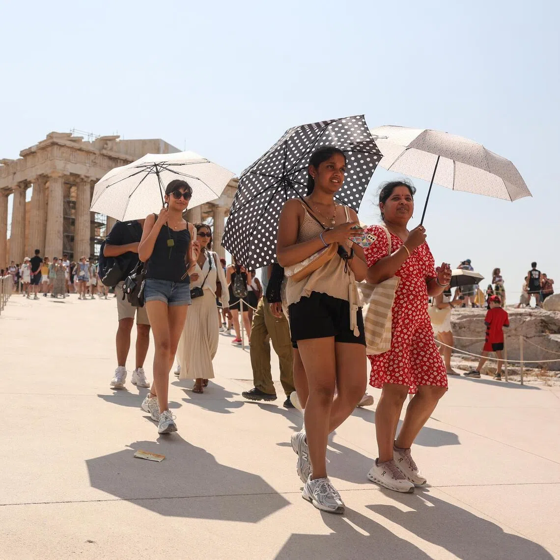 Tourists visiting the Acropolis in Athens, Greece, on July 21.