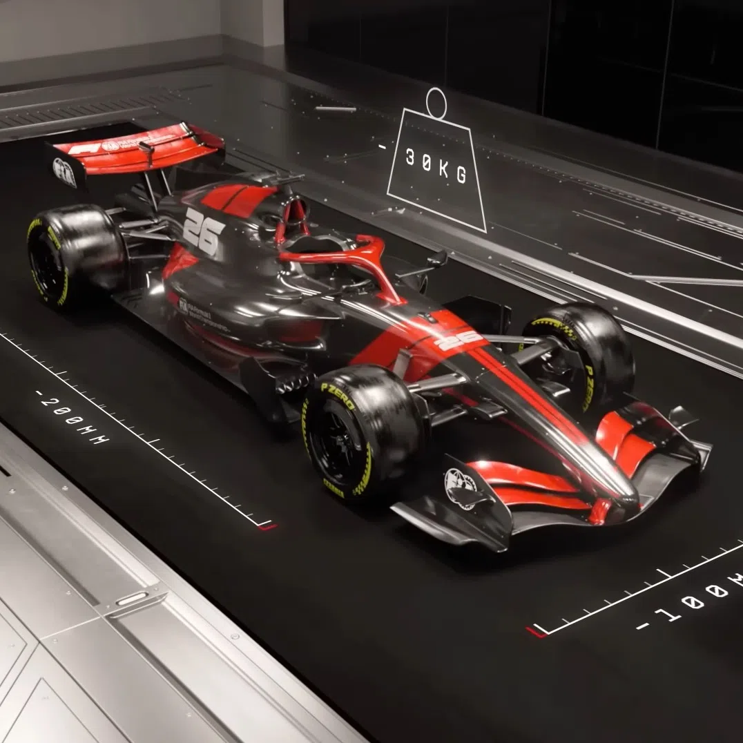 The new F1 cars will be thinner and lighter, with narrower tyres and a 50/50 split on internal combustion, using sustainable fuel, and electric power.