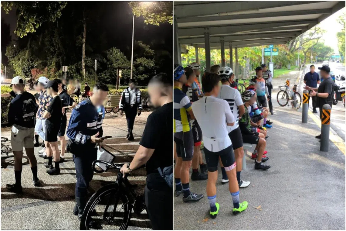 The cyclists were caught for offences such as riding in a group size larger than 10 and riding non-compliant devices.