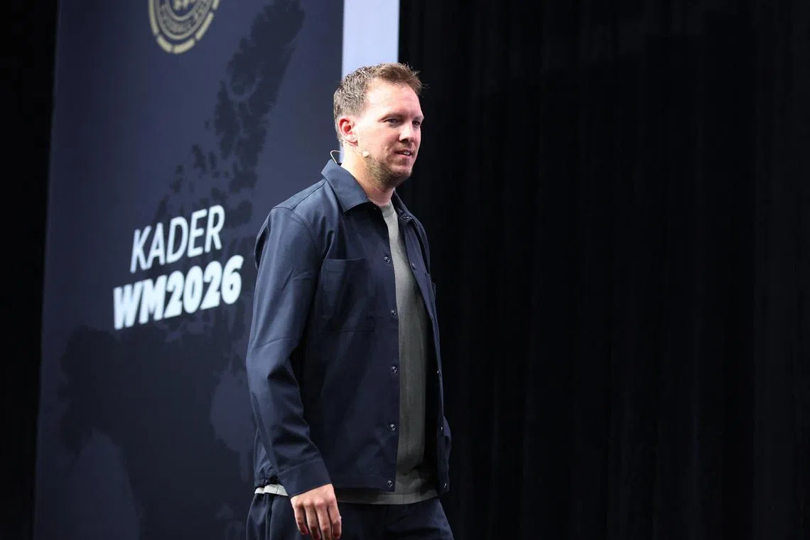 Soccer Football - FIFA World Cup 2026 - Julian Nagelsmann announces Germany squad - DFB Campus, Frankfurt, Germany - May 21, 2026 Germany coach Julian Nagelsmann during the squad announcement REUTERS/Thilo Schmuelgen