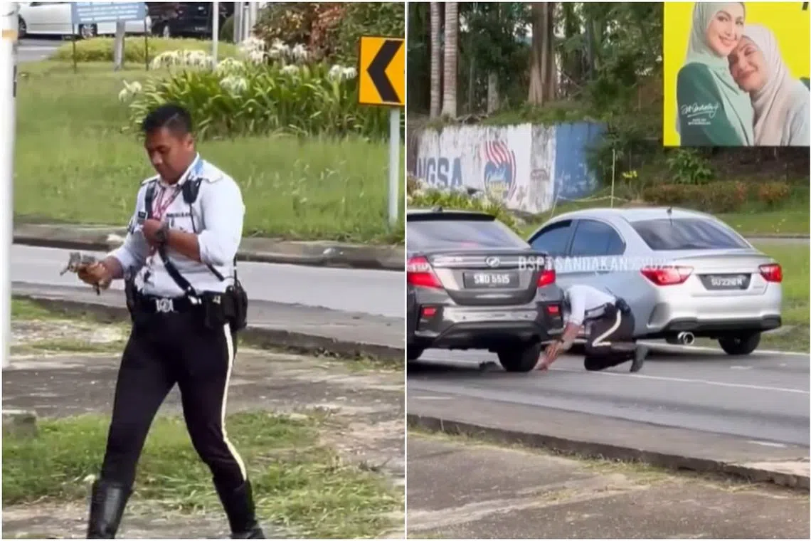 The traffic police officer's actions were praised by social media users.