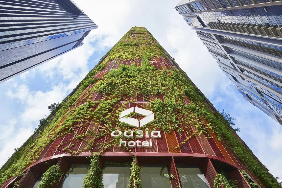 Oasia Hotel Downtown is one of Far East Hospitality Trust's hotel properties. Its group revenue for Q3 surged 42.5 per cent. 