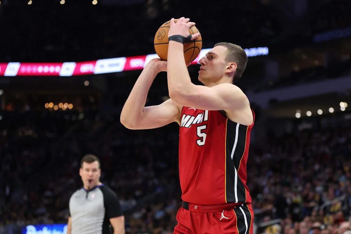 Nikola Jovic led the Miami Heat scorers with 24 points, including a career-high five three-pointers, as his side beat the Milwaukee Bucks 123-97 at Fiserv Forum on Feb 13. 