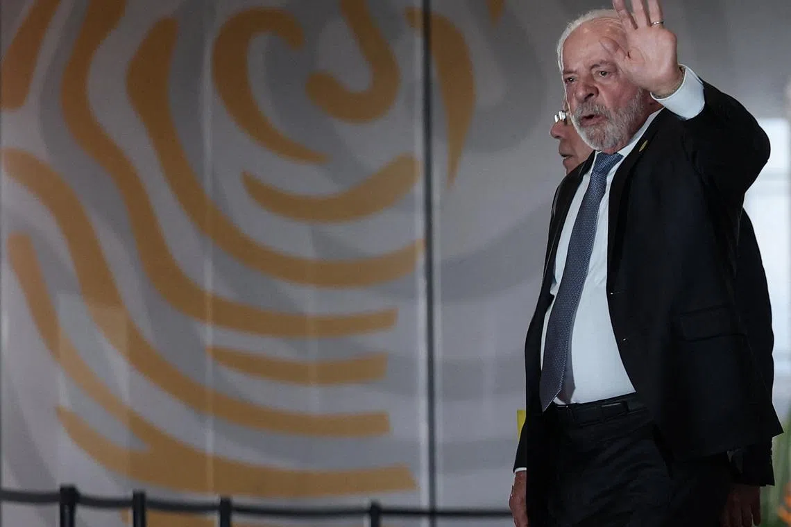 FILE PHOTO: Brazil's President Luiz Inacio Lula da Silva arrives for the 10th Summit of the Community of Latin American and Caribbean States (CELAC) in Bogota, Colombia, March 21, 2026. REUTERS/Luisa Gonzalez/File Photo