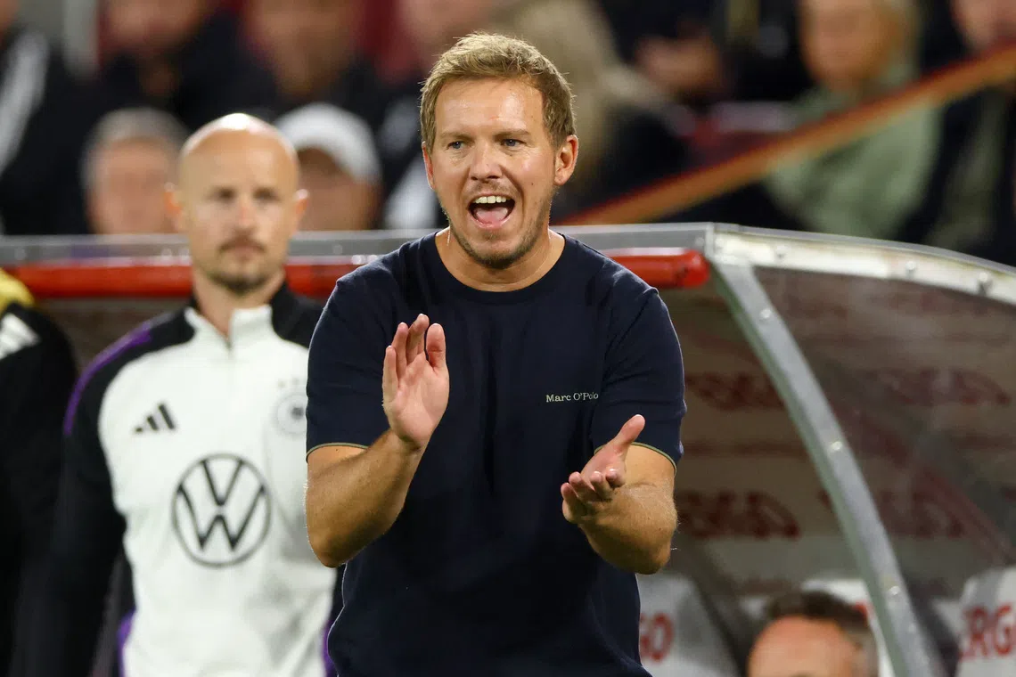 Soccer Football - World Cup - UEFA Qualifiers - Group A - Germany v Northern Ireland - RheinEnergieStadion, Cologne, Germany - September 7, 2025 Germany coach Julian Nagelsmann REUTERS/Thilo Schmuelgen