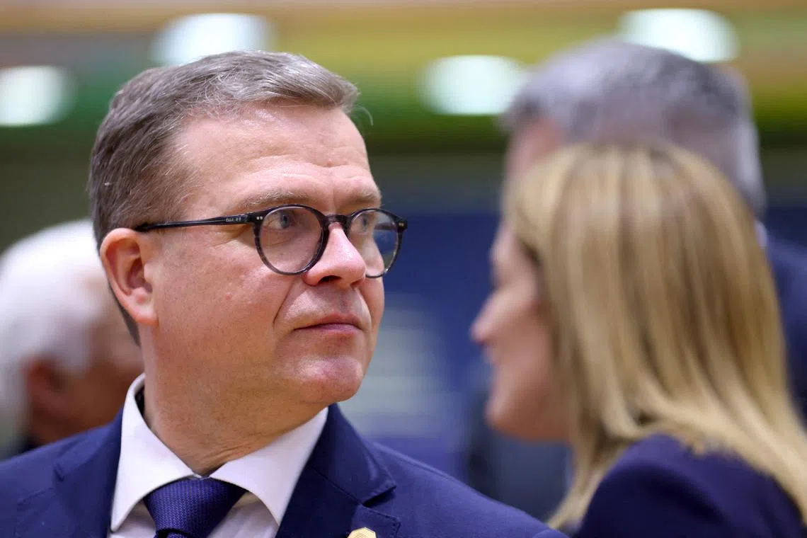 FILE PHOTO: Finland's Prime Minister Petteri Orpo attends a European Union summit in Brussels, Belgium February 1, 2024. REUTERS/Johanna Geron/File Photo