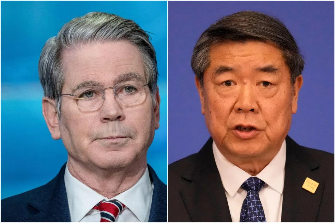 US Treasury Secretary Scott Bessent (left) and his Chinese counterpart He Lifeng agreed to remain in communication going forward.