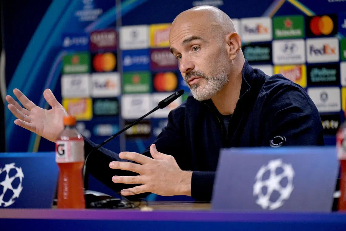 Manchester City manager Enzo Maresca attends a press conference at the Dragao Stadium in Porto, Portugal, on Sept 7.