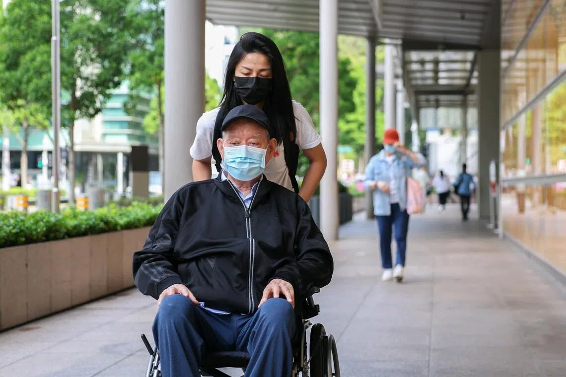 Hin Leong founder O.K. Lim leaving the Supreme Court after the court hearing on March 4, 2026. Lim was sentenced in November 2024 for two counts of cheating and one count of abetting forgery.