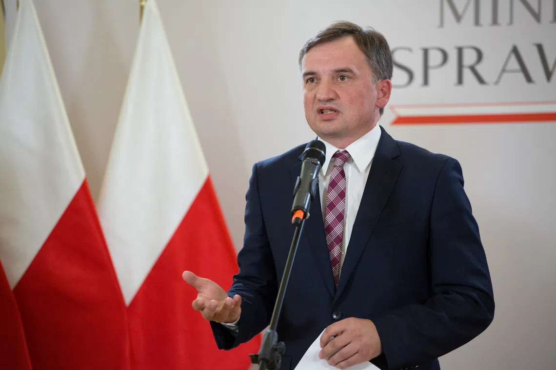 FILE PHOTO: Polish Minister of Justice Zbigniew Ziobro attends press conference amid coalition tension in Warsaw, Poland September 21, 2020. Adam Stepien/Agencja Gazeta via REUTERS/ File Photo