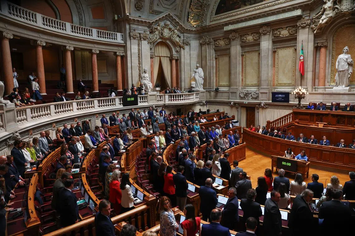 Portugal's law makers vote on the new elected government program, at the parliament in Lisbon, Portugal, June 18, 2025. REUTERS/Pedro Nunes
