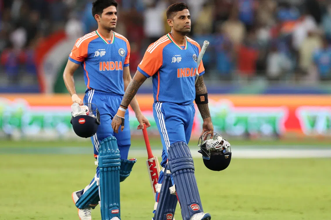 Cricket - Asia Cup - Group A - United Arab Emirates v India - Dubai International Cricket Stadium, Dubai, United Arab Emirates - September 10, 2025 India's Shubman Gill and Suryakumar Yadav REUTERS/Satish Kumar