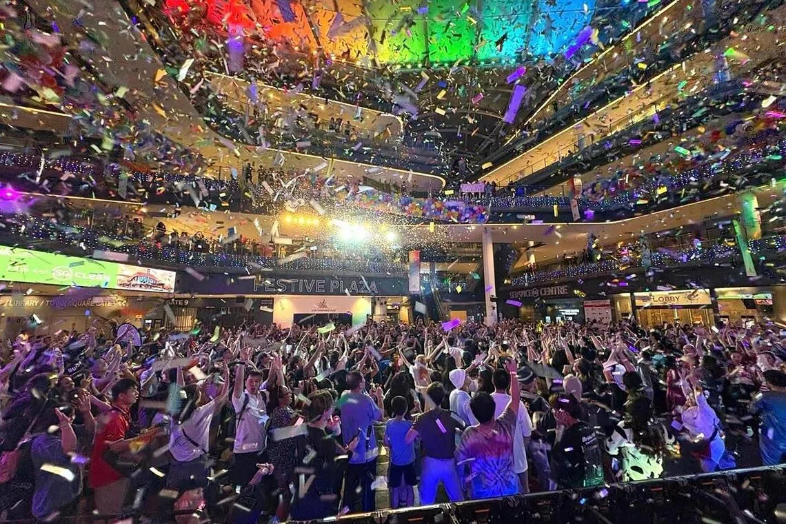 Residents rang in 2025 in a rousing block party at Our Tampines Hub last year on Dec 31, 2024.