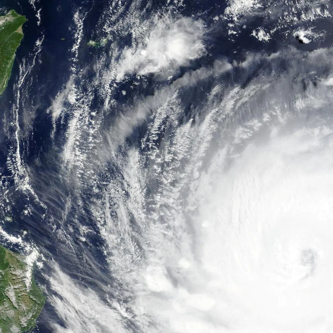 A satellite image shows Typhoon Bavi as it churns in the Pacific Ocean on July 9.