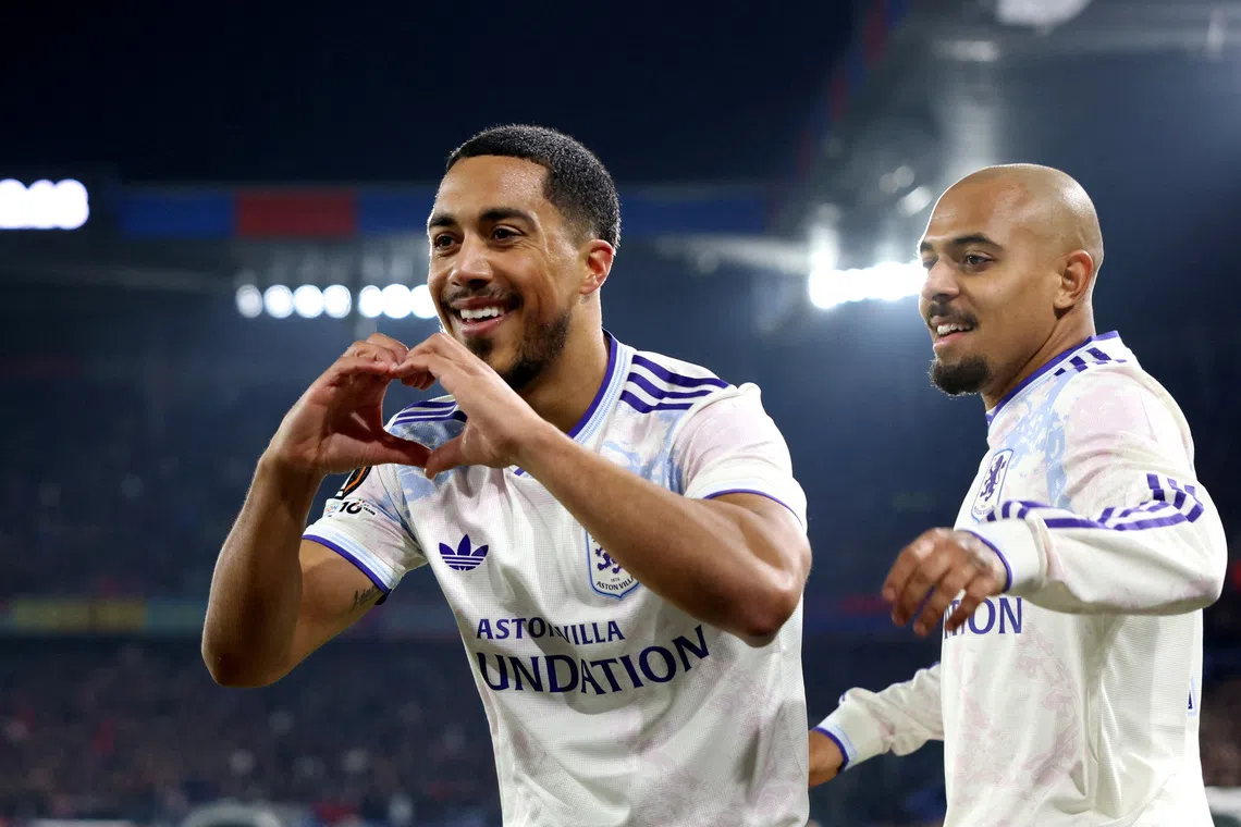 Soccer Football - UEFA Europa League - Basel v Aston Villa - St. Jakob-Park, Basel, Switzerland - December 11, 2025 Aston Villa's Youri Tielemans celebrates scoring their second goal REUTERS/Pierre Albouy