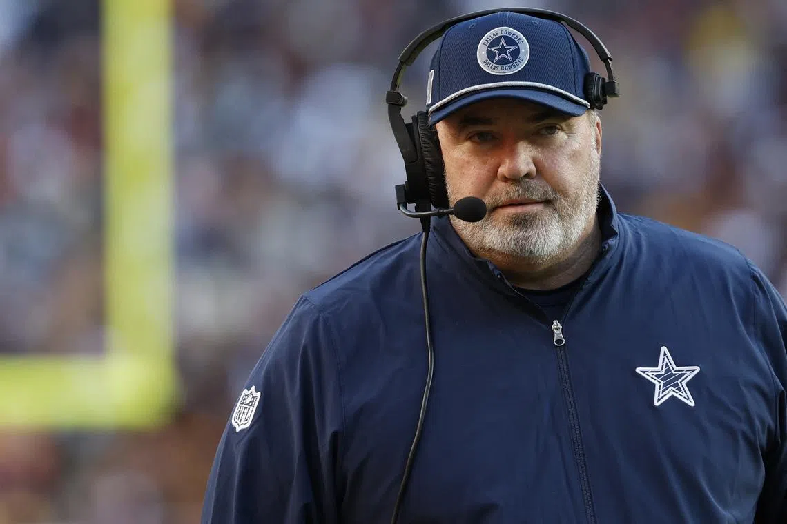 Nov 24, 2024; Landover, Maryland, USA; Dallas Cowboys  head coach Mike McCarthy stands on the sidelines against the Washington Commanders during the third quarter at Northwest Stadium. Mandatory Credit: Geoff Burke-Imagn Images/ File Photo