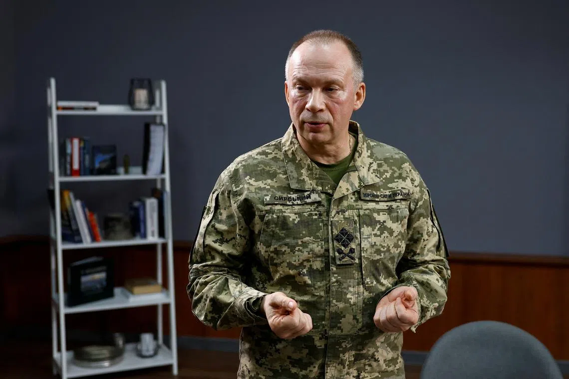 Colonel general Oleksandr Syrskyi, Commander of the Ukrainian Ground Forces, attends an interview with Reuters, amid Russia's attack on Ukraine, in Kharkiv region, Ukraine January 12, 2024. REUTERS/Valentyn Ogirenko/File Photo