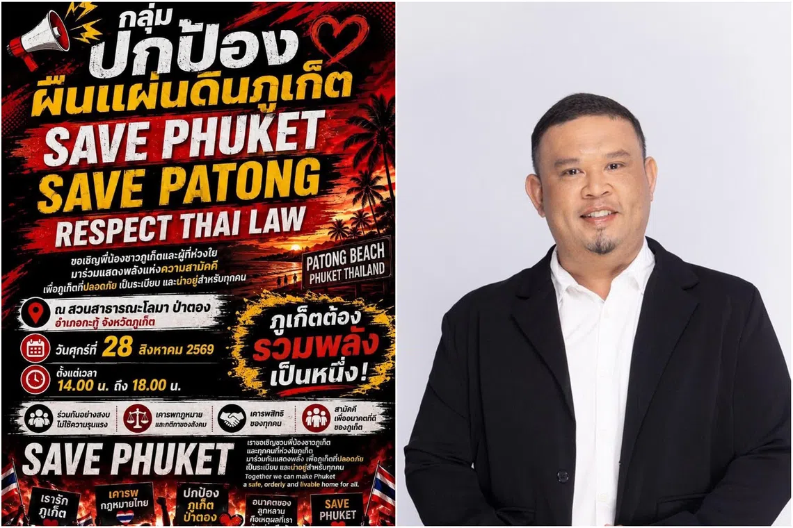 Saichon Nuchet (right) is a 42-year-old Phuket native and one of the organisers of the “Save Phuket” event which happened at Patong Beach, Phuket on Aug 28.