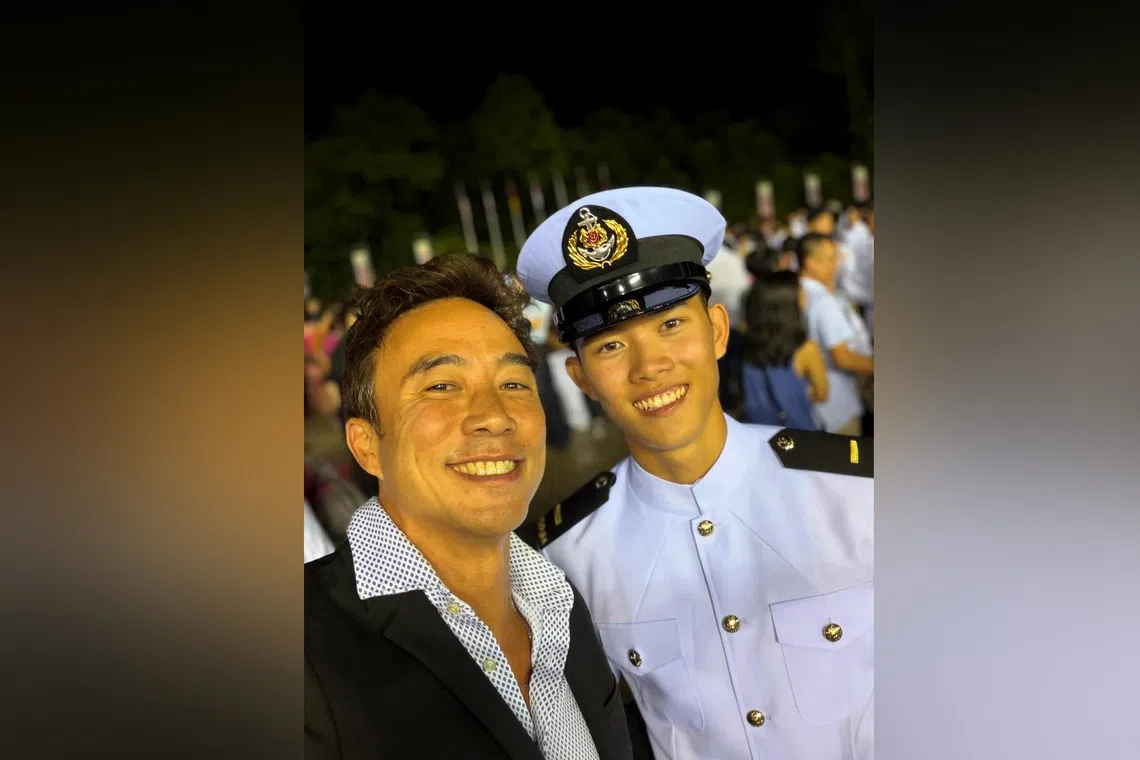 Allan Wu shared a photo taken with his son Jonas at the 19-year-old's officer commissioning parade.