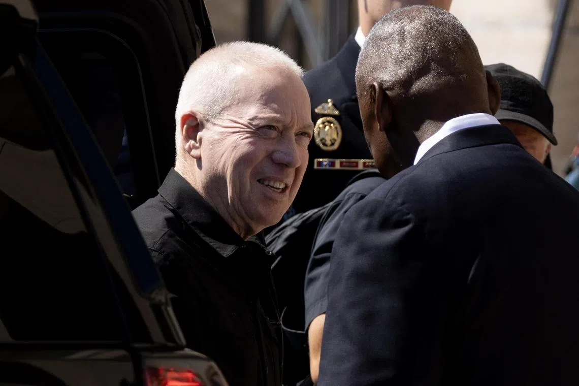 Israeli Defence Minister Yoav Gallant (left) meeting US Defence Secretary Lloyd Austin at the Pentagon, on June 25.