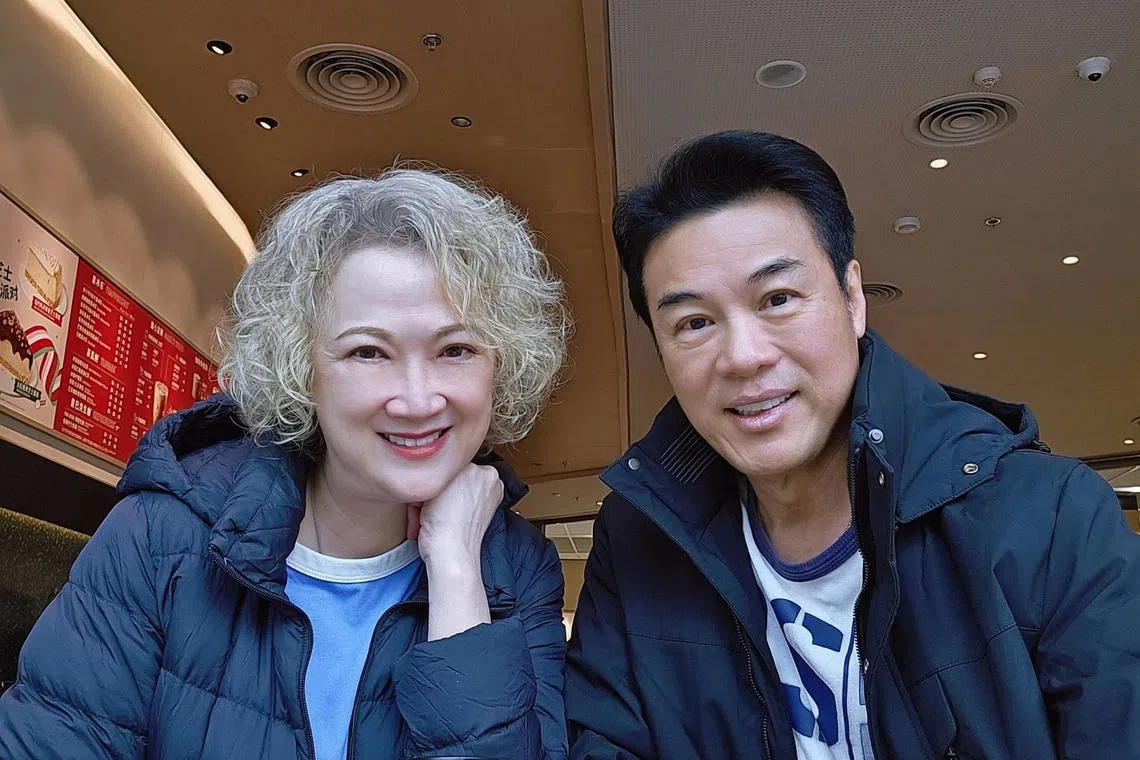 Singaporean actress Hong Huifang with her husband, actor-producer Zheng Geping, in Guangxi in December 2024.