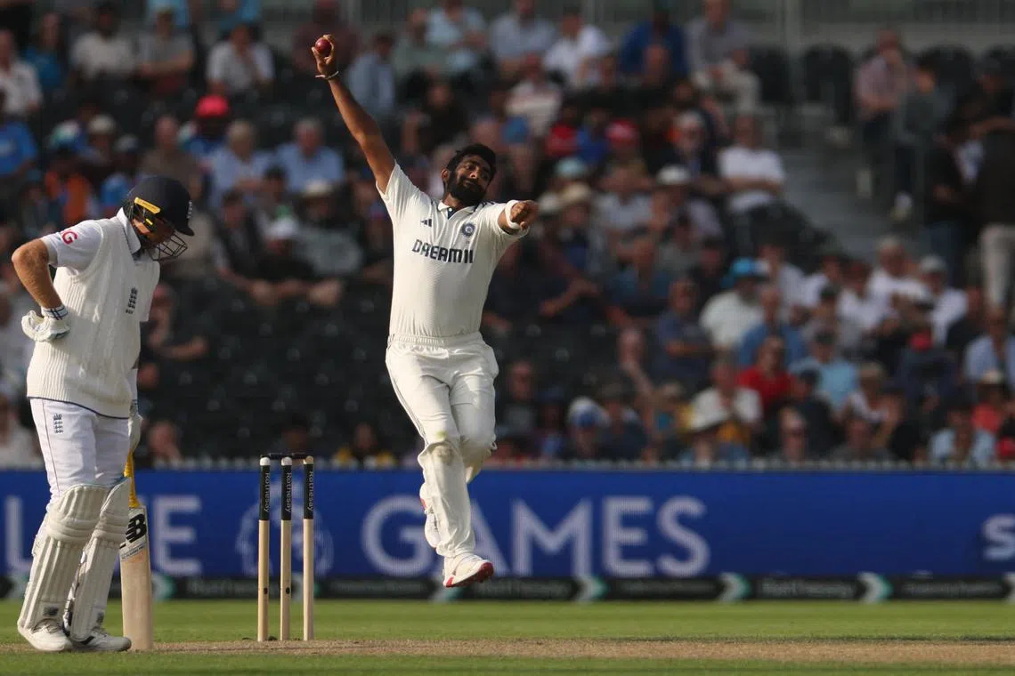 FILE PHOTO: Cricket - International Test Match Series - Fourth Test - England v India - Old Trafford Cricket Ground, Manchester, Britain - July 24, 2025 India's Jasprit Bumrah in action Action Images via Reuters/Lee Smith/ File Photo