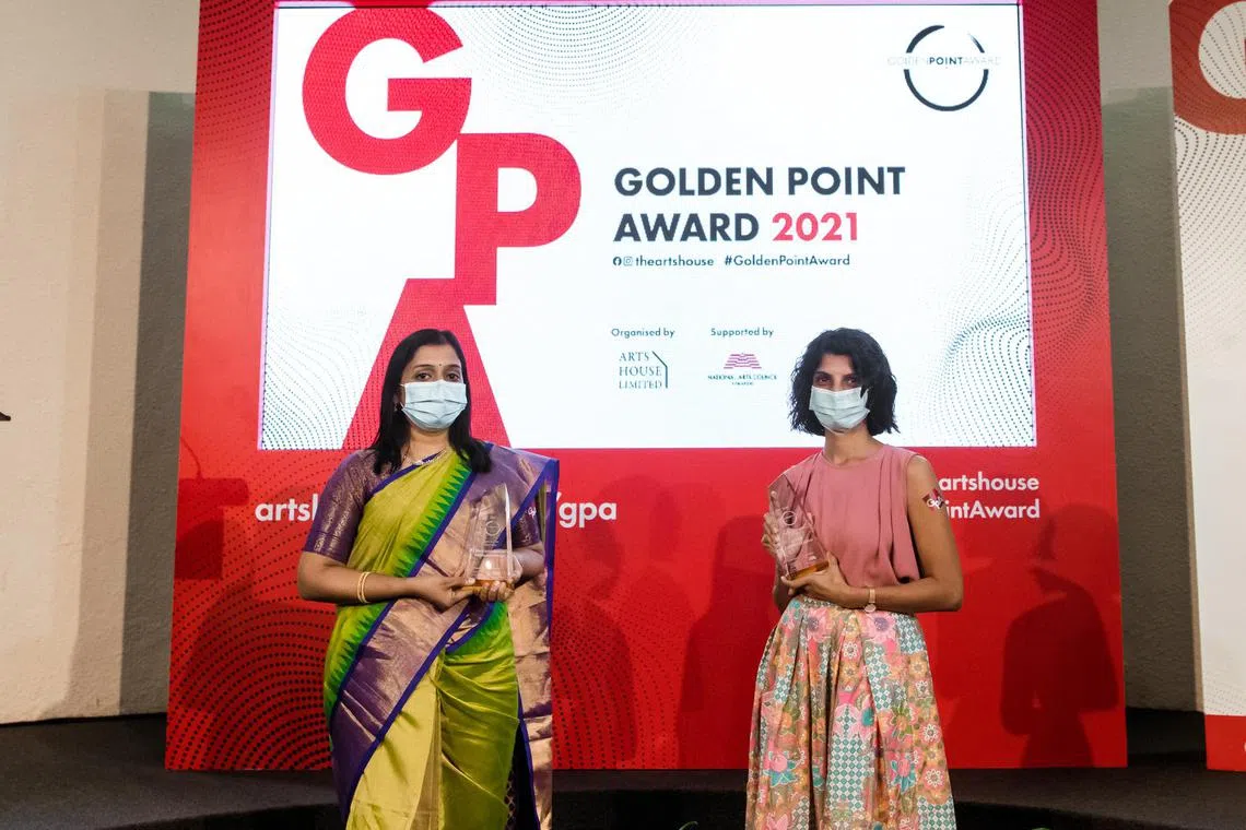 Previous winners of the 2021 Golden Point Award for Tamil and English short stories include (left) Mrs Tamilselvi Rajarajan and (right) Ms Divya Govindarajan.