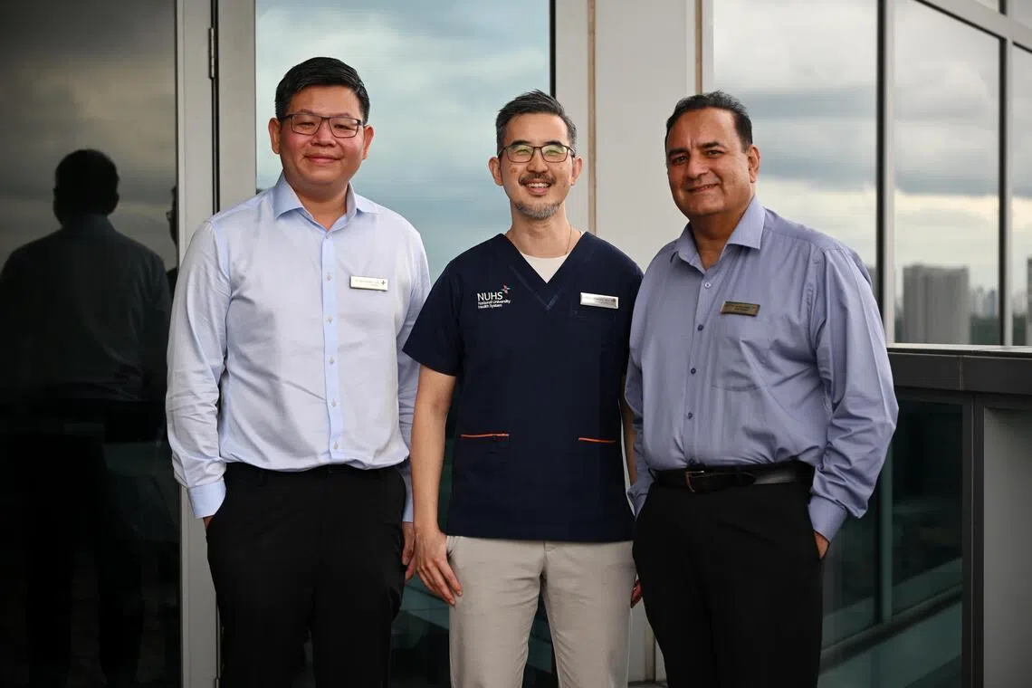 ST20260211_202686000623 Kua Chee Siong/ azstroke11/

Profile of NUH ESD patient Mr Chen Chye Song and NUH RTW Clinic patient Mr Nur Azhar Bin Hanafiah at NUHS, on Feb 11, 2026. 

The National University Hospital (NUH) is taking a holistic approach to stroke recovery that aims to address the critical gap between medical recovery and reintegration into daily life, with the aim of helping more younger stroke survivors, in particular, able to return to work a possibility for more patients.