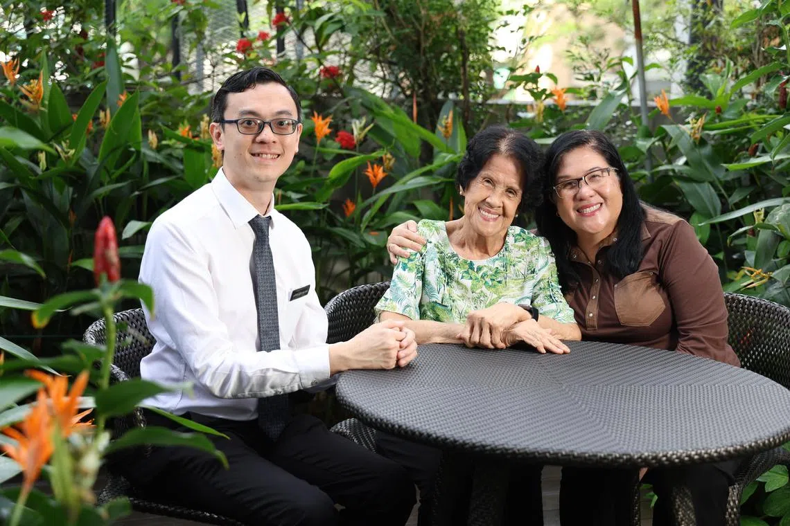 Madam Tan Yew Tee (centre) with daughter and caregiver Nancy Hoon (right) and Dr Liew Tau Ming. Madam Tan was one of the participants in the nationwide study.