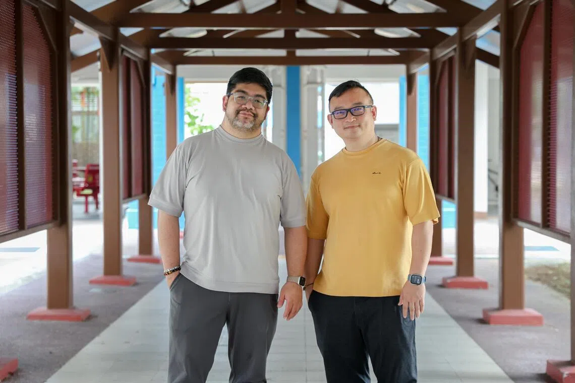After a chat during their reservist stint, Adrian Tan (left) and Greg Tan decided to set up SG Assist in 2017 to advocate for fellow caregivers.