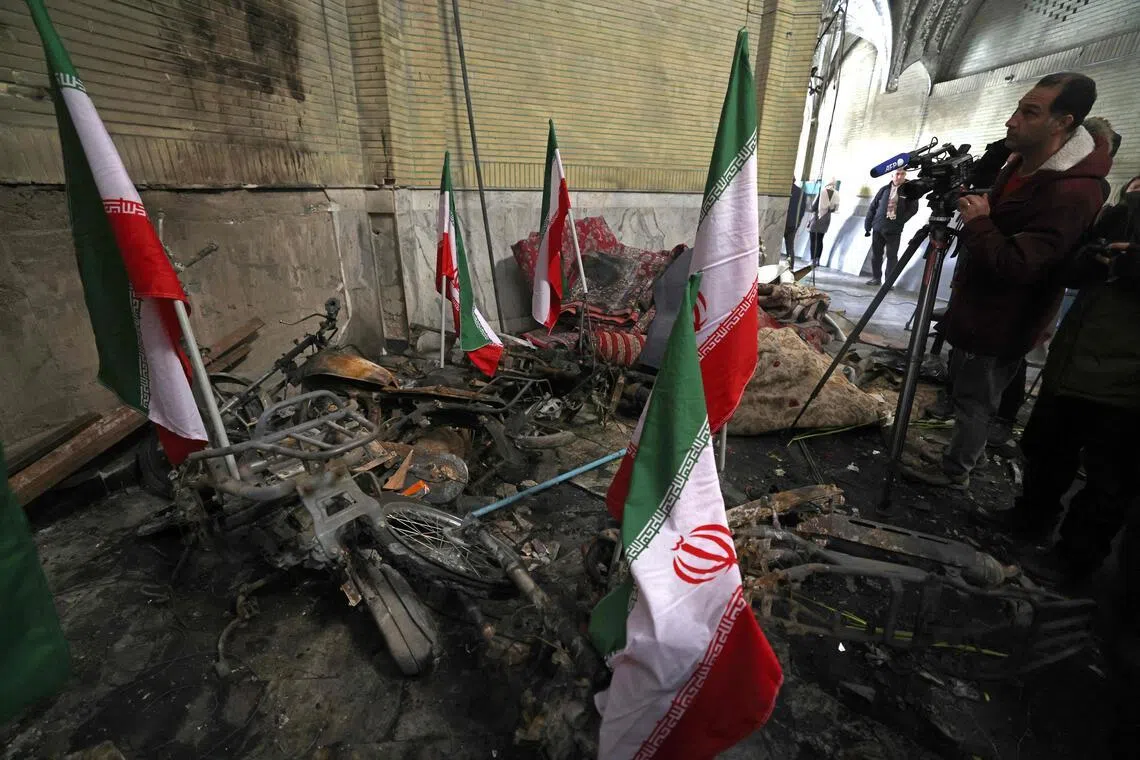 The Al-Aqsa Mosque was damaged during public protests in Tehran, which began in late December before escalating on Jan 8, left more than 3,000 dead, according to the official count.