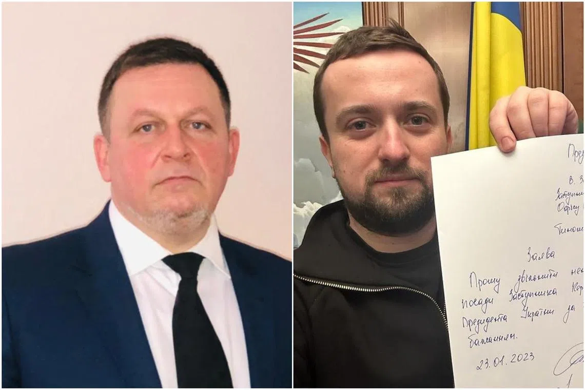 Ukraine’s Deputy Defence Minister Vyacheslav Shapovalov (left) and deputy head of the presidential administration Kyrylo Tymoshenk were among the top officials who stood down.