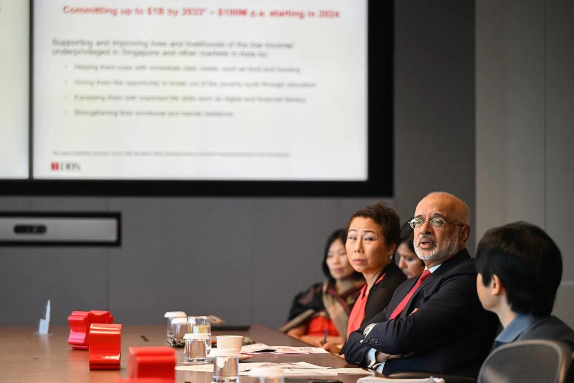 Mr Piyush Gupta, CEO of DBS, speaking to the media at the DBS Headquarters about DBS’ 10-year commitment to uplift vulnerable and low-income communities in Singapore and the bank’s five other key markets.

(ST PHOTO: AZMI ATHNI)