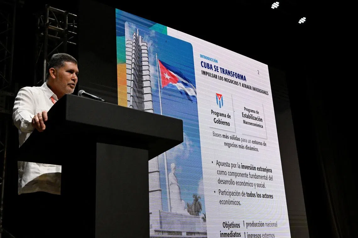 Cuba's Minister of Foreign Investment Oscar Perez-Oliva Fraga speaks at the 41st Havana International Fair (FIHAV) in Havana, Cuba November 25, 2025. REUTERS/Norlys Perez/File Photo