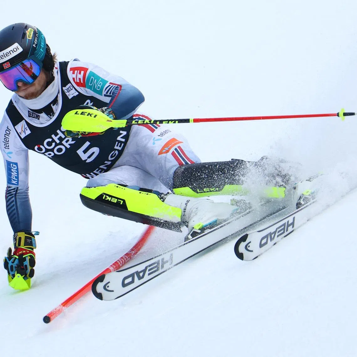 Alpine Skiing - FIS Alpine Ski World Cup - Men's Slalom - Wengen, Switzerland - January 18, 2026 Norway's Atle Lie McGrath in action during the first run REUTERS/Lisi Niesner
