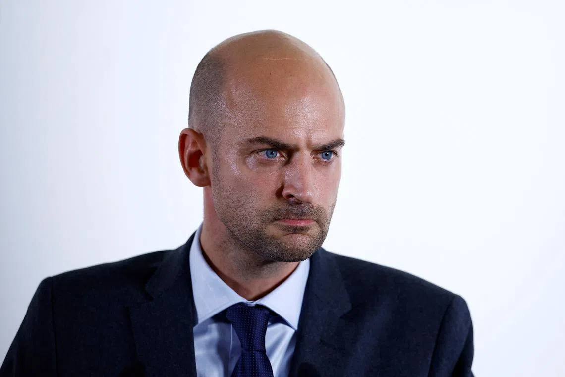 FILE PHOTO: French Minister for Europe and Foreign Affairs Jean-Noel Barrot attends a press conference during an international aid conference in support of Lebanon in Paris, France, October 24, 2024. REUTERS/Sarah Meyssonnier/File Photo