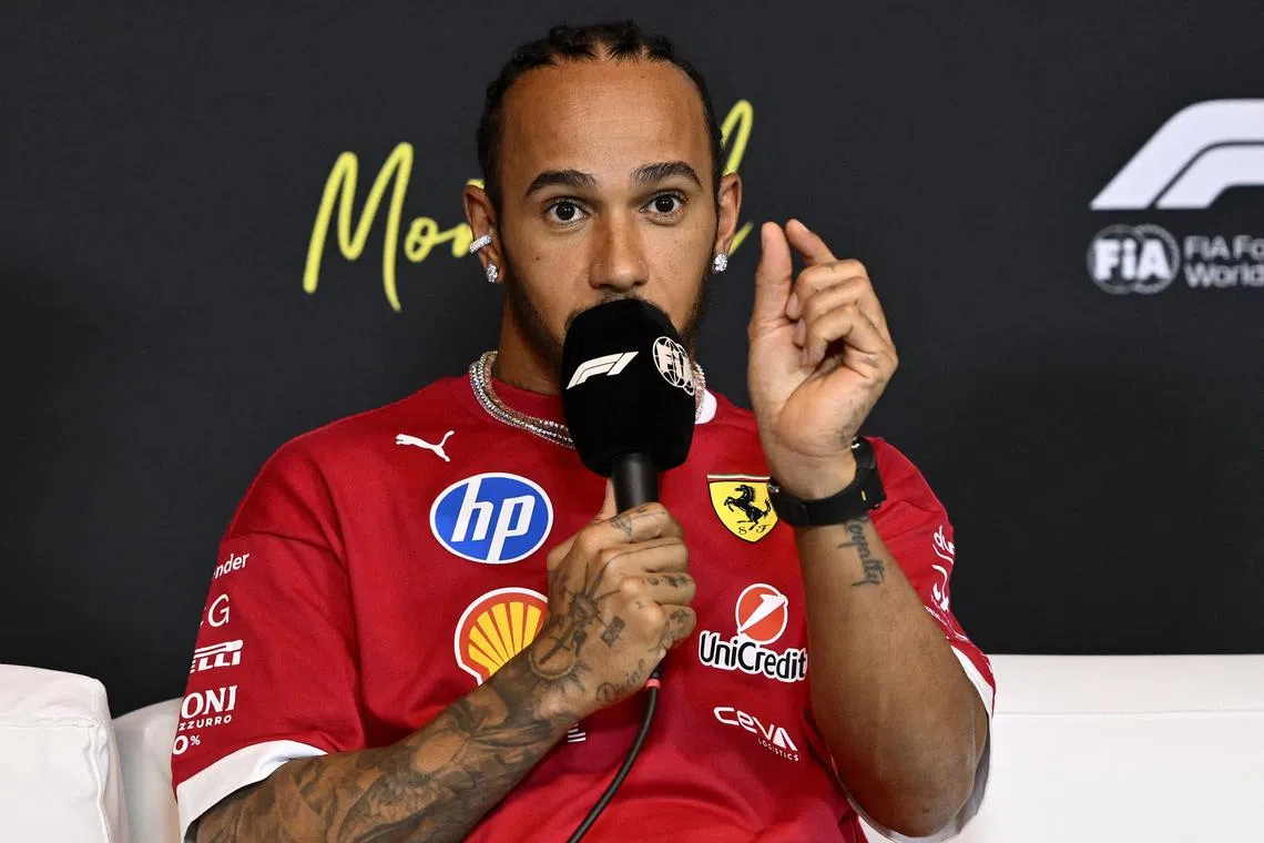 Formula One F1 - Canadian Grand Prix - Circuit Gilles Villeneuve, Montreal, Quebec, Canada - June 12, 2025 Ferrari's Lewis Hamilton talks to press ahead of the Canadian Grand Prix REUTERS/Jennifer Gauthier