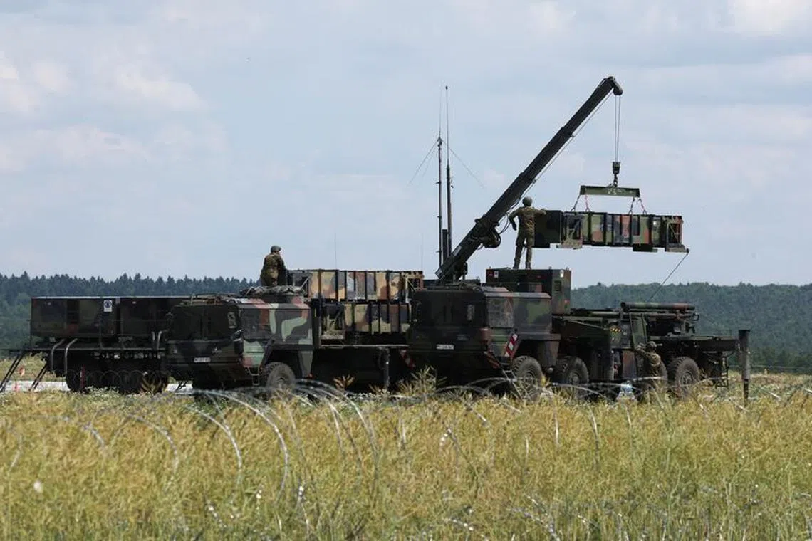 FILE PHOTO: German Patriot air defence system units are seen at the military base, during German Defence Minister Boris Pistorius' visit, near Zamosc, Poland July 3, 2023. REUTERS/Kacper Pempel/File photo