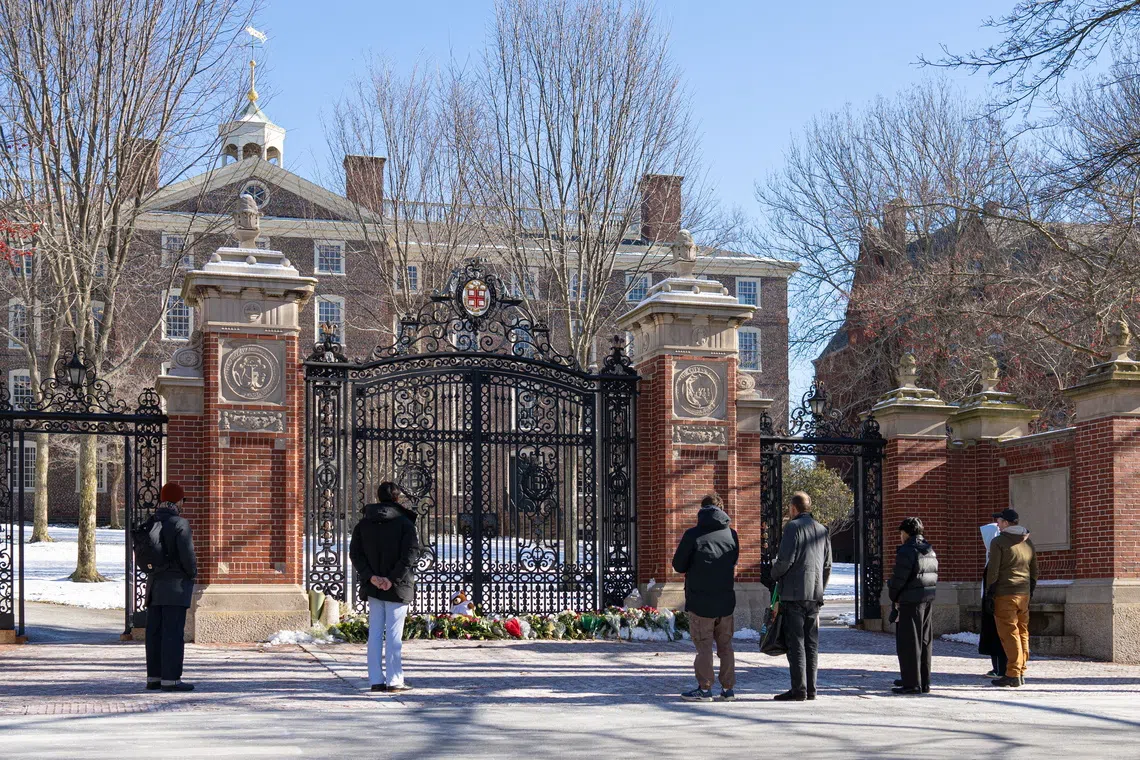 A makeshift memorial for victims of a Dec 13 mass shooting at Brown University in Providence, Rhode Island.