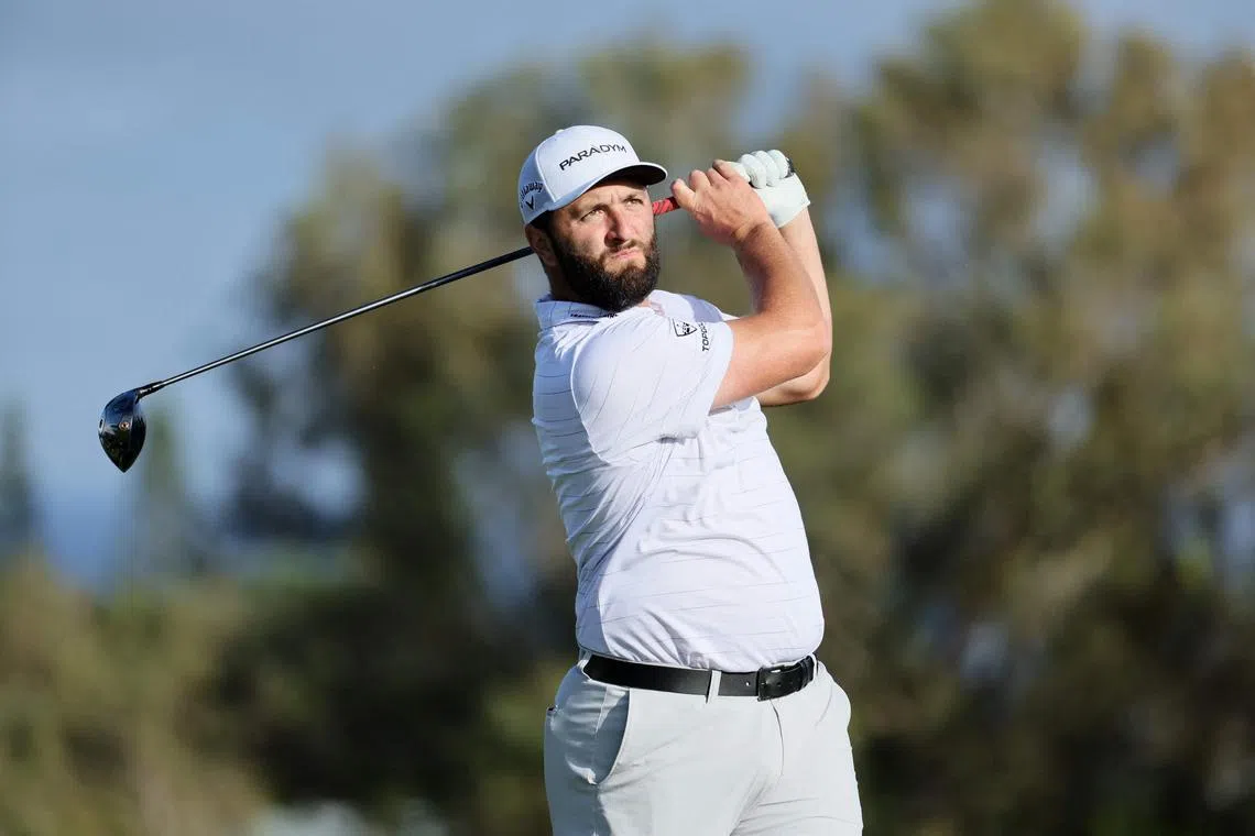 LAHAINA, HAWAII - JANUARY 04: Jon Rahm of Spain plays his shot from the fourth tee prior to the Sentry Tournament of Champions at Plantation Course at Kapalua Golf Club on January 04, 2023 in Lahaina, Hawaii.   Andy Lyons/Getty Images/AFP (Photo by ANDY LYONS / GETTY IMAGES NORTH AMERICA / Getty Images via AFP)